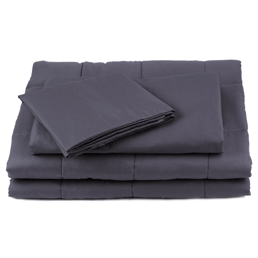 Gray Cotton Duvet Cover for 48x72 Weighted Blanket with 2 Pillowcases
