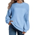 thumbnail image 6 of Aellinatey Women's Autumn Chunky Knit Sweater Oversized Crew Neck Long Sleeve Winter Cotton Pullover Sweater Top, 6 of 9