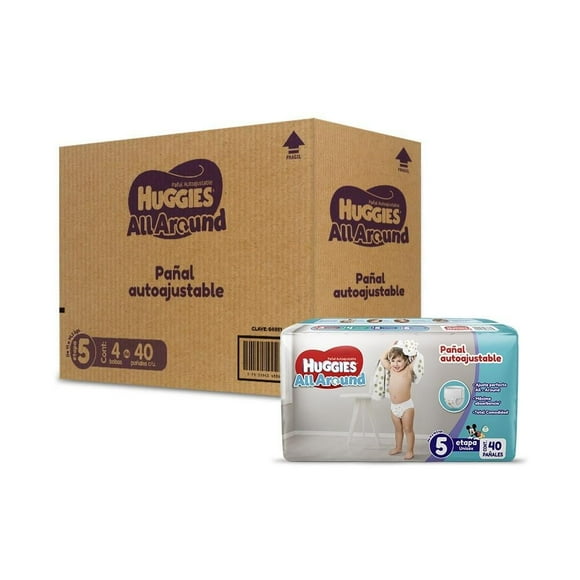 Pañales Huggies All Around Autoajustable Etapa 5 Unisex 160 piezas