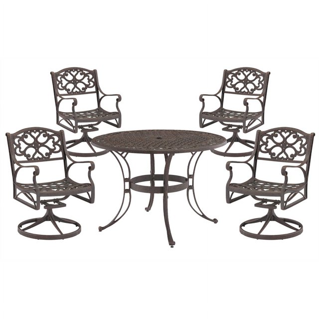 Homestyles Sanibel Aluminum 5 Piece Outdoor Dining Set in Bronze