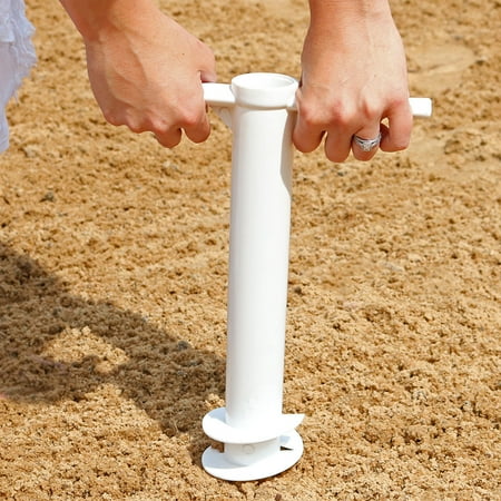 Patio Umbrella Anchors Sunnydaze Beach Umbrella Anchor Stand, Outdoor Sand Auger Screw, Safe and Heavy Duty Plastic Holder ()