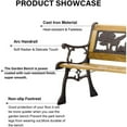 thumbnail image 6 of Outdoor Garden Bench Patio Bench for Kids, Small Park Bench with  Cast Iron Armrest  Metal Wood Bench for  Children, Bronze, 6 of 9