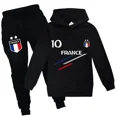 thumbnail image 2 of Nueva ropa de primavera y otoño para niños, conjunto de chándal de fútbol de Francia 10, camisetas y pantalones de 2 piezas, conjuntos para niños y niñas de 2 a 15 años, 2 of 4