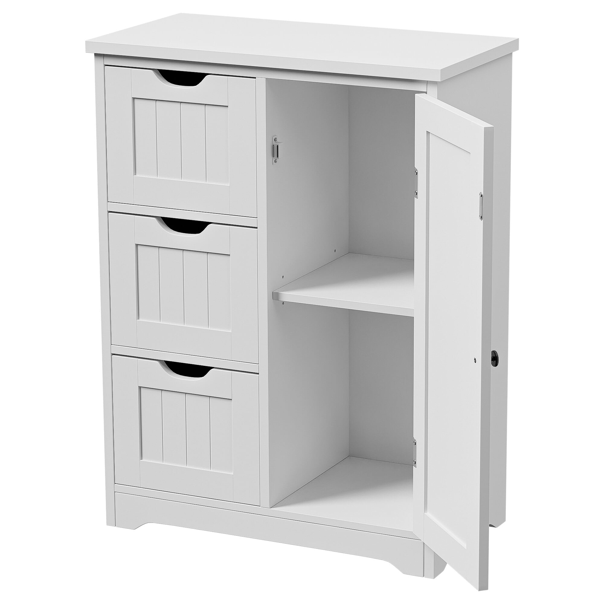 ZENSTYLE Bathroom Cabinet 3 Drawers Storage Organizer Floor Cupboard Home Decor White