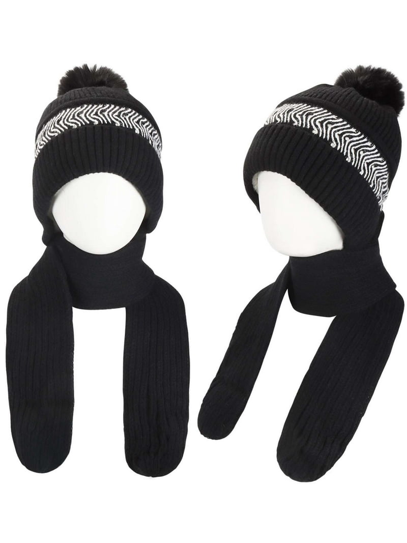 Deago Winter Beanie Hat Scarf Set for Women Knitted Fleece  display picture 1