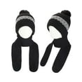 thumbnail image 2 of Spencer Womens Winter Hats Scarf All in One Warm Knit Beanie Hat with Pompom Long Scarf Skull Cap Neck Warmer for Girls, Black, 2 of 10