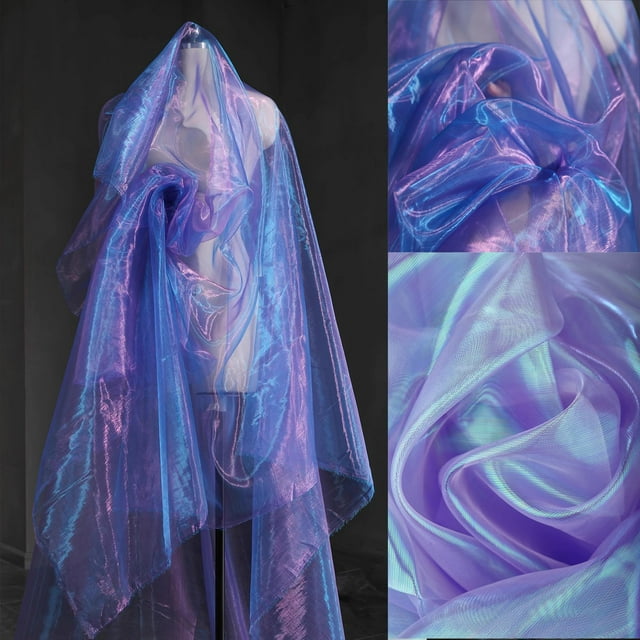 Tela de organza Qidekjjt Magic Purple holográfica, 10 m