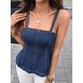thumbnail image 4 of Women Sleeveless Denim Vest Crop Tank Tops Spaghetti Straps Slim Fit Summer Top S, 4 of 9