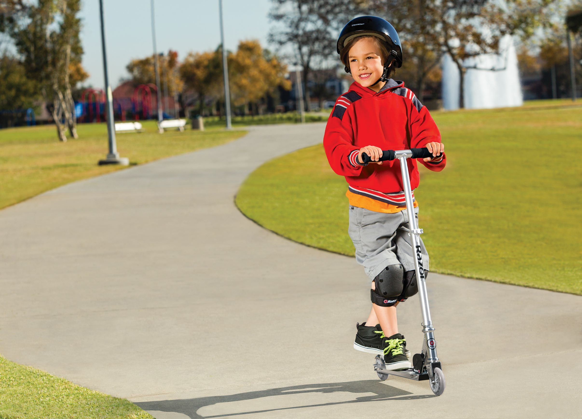 Razor A3 Kids Kick Scooter - Larger Wheels, Front Suspension