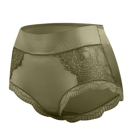 uublik Panties for Women Seamless Boxer Briefs Full Coverage Soft Stretch Boxer Shorts Lace Underwear for Women Army Green