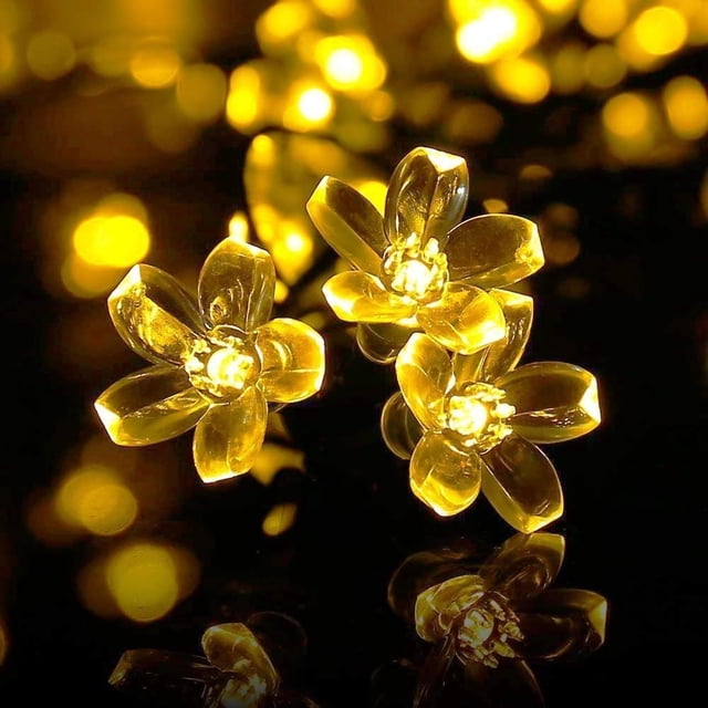 Guirnalda de luces solares navideñas para exterior, 7 m, 50 luces, blanco cálido