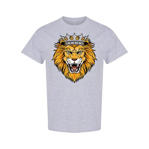 Lion Head With Crown Graphic T-Shirt Men -Image by Shutterstock, Male Medium