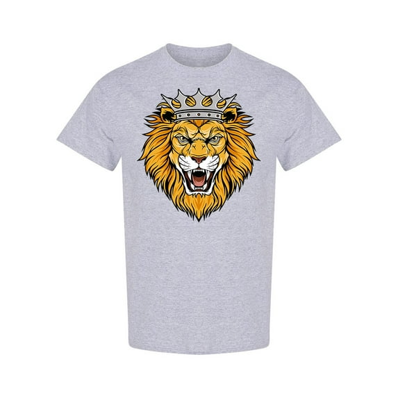 Lion Head With Crown Graphic T-Shirt Men -Image by Shutterstock, Male Medium
