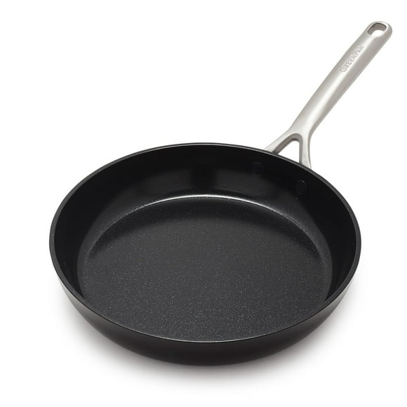 GreenPan GP5 Hard Anodized Healthy Ceramic Nonstick 10" Frying Pan Skillet, Heavy Gauge Scratch Resistant, Stay Flat Surface, Induction, Mirror Finish Handle,Oven Safe, PFAS-Free, Bla