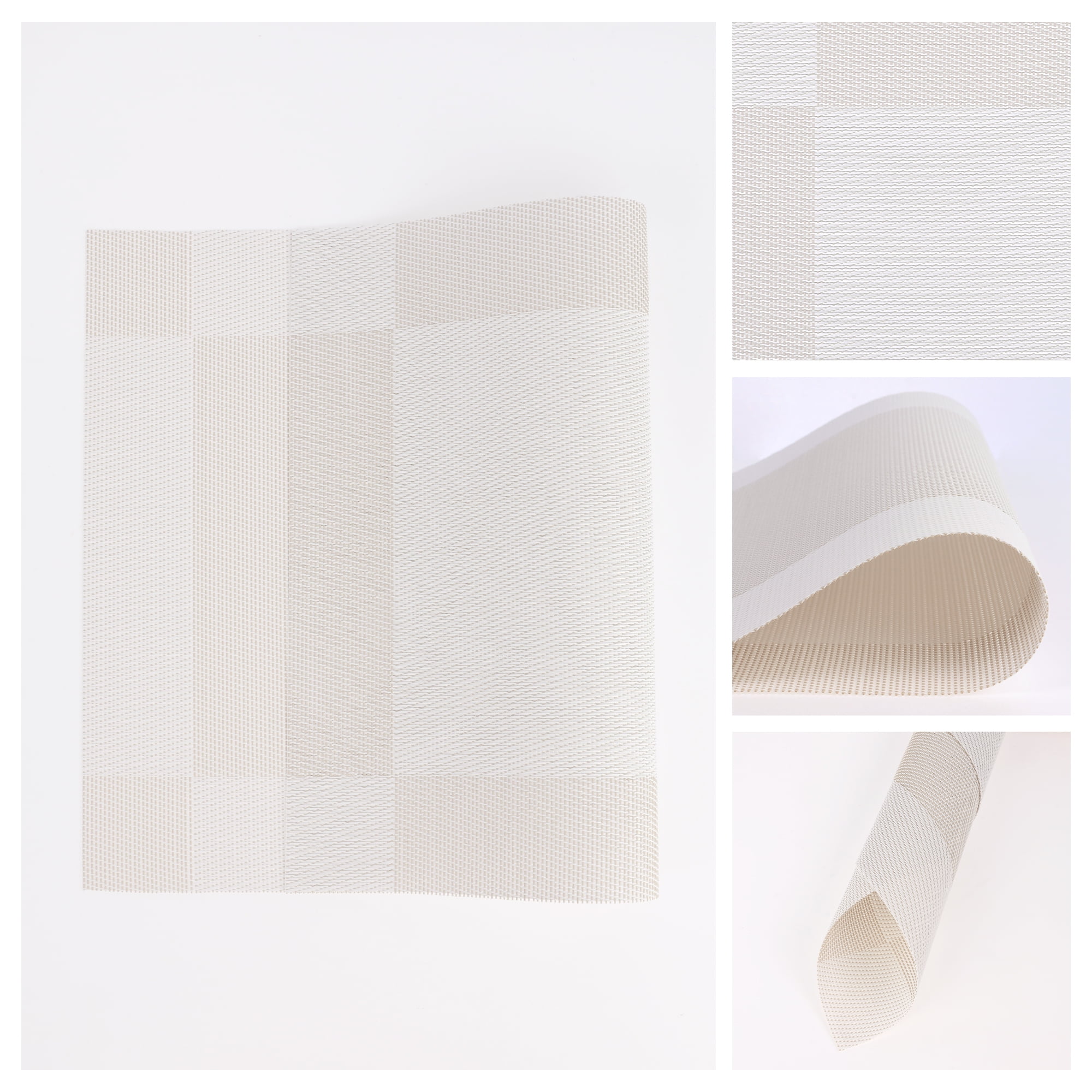 Unique Bargains Set of 8 Washable Wipeable Heat Resistant Table Placemat White 18x12in