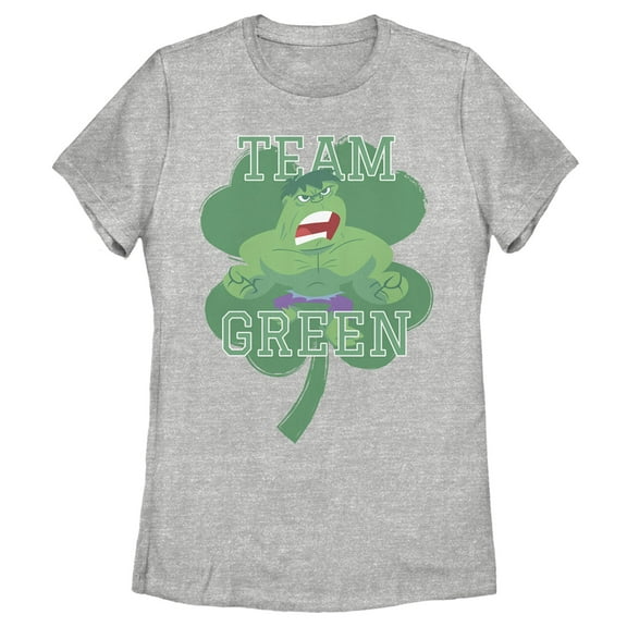 Women's Marvel St. Patrick's Day Hulk Team Green  Graphic Tee Athletic Heather Small