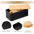 thumbnail image 3 of Bread Box, Metal Bread Storage Container with Bamboo Lid Usable as Cutting Board, Breadbox Holder for Kitchen Countertop, 13 x 7 x 5.3 inch (Black), 3 of 3