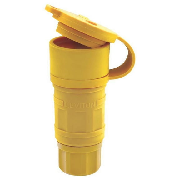 Leviton 3011740 5-15R 18-10 AWG 2 Pole 3 Wire Nylon Wetguard Straight Blade Connector, Yellow