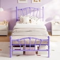 thumbnail image 6 of Twin Size Bed Frame, Queen Bed Frame with Headboard, Heart-Shaped Decorative Headboard and Footboard, Heavy Duty Metal Slat Support, No Box Spring Needed, Noise-Free, 6 of 9