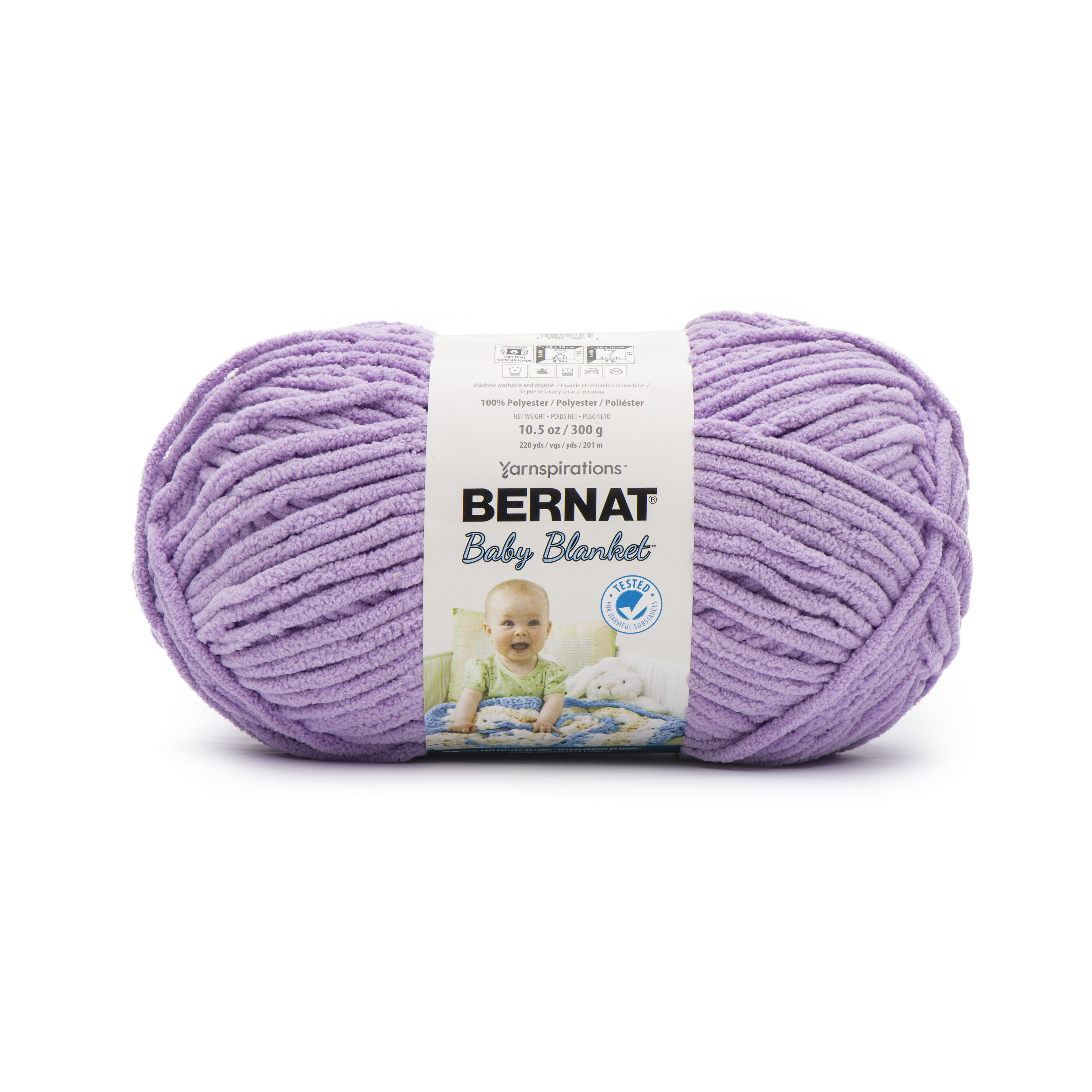 (2 pack) Bernat Baby Blanket, #6 Super Bulky Polyester Yarn, Baby Lilac 10.5oz/300g, 220 Yards