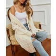 thumbnail image 5 of IROINNID Women's Cardigan Winter Warm Jacket Coat Solid Color Long Sleeve Warm Autumn And Winter Casual Coat Buttons Long Cardigan Tops Sweater With Pocket, Beige, 5 of 6