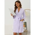 thumbnail image 2 of DARING DIVA Women's Waffle Bathrobe Soft Kimono Spa & Bath Mid-Length Robes S Purple, 2 of 6