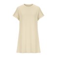 thumbnail image 4 of Ayolanni Womens Dresses Holiday Knee-Length Beige Short Sleeve Solid Dresses Dresses for Teens In Store L, 4 of 6
