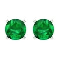 thumbnail image 3 of 3 Ct Round Cut Studs Green Emerald 14K White Solid Solid Gold Everyday Dainty Earrings Push Back, 3 of 7