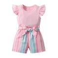 thumbnail image 2 of Toddler Baby Girl Clothes Ruffle Short Sleeve Tops and Colorful Shorts Outfits Set Pink 2-3T, 2 of 7