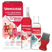 Vamousse Complete Lice Kit with Treatment Mousse, Daily Shampoo & Lice Comb, 6 oz