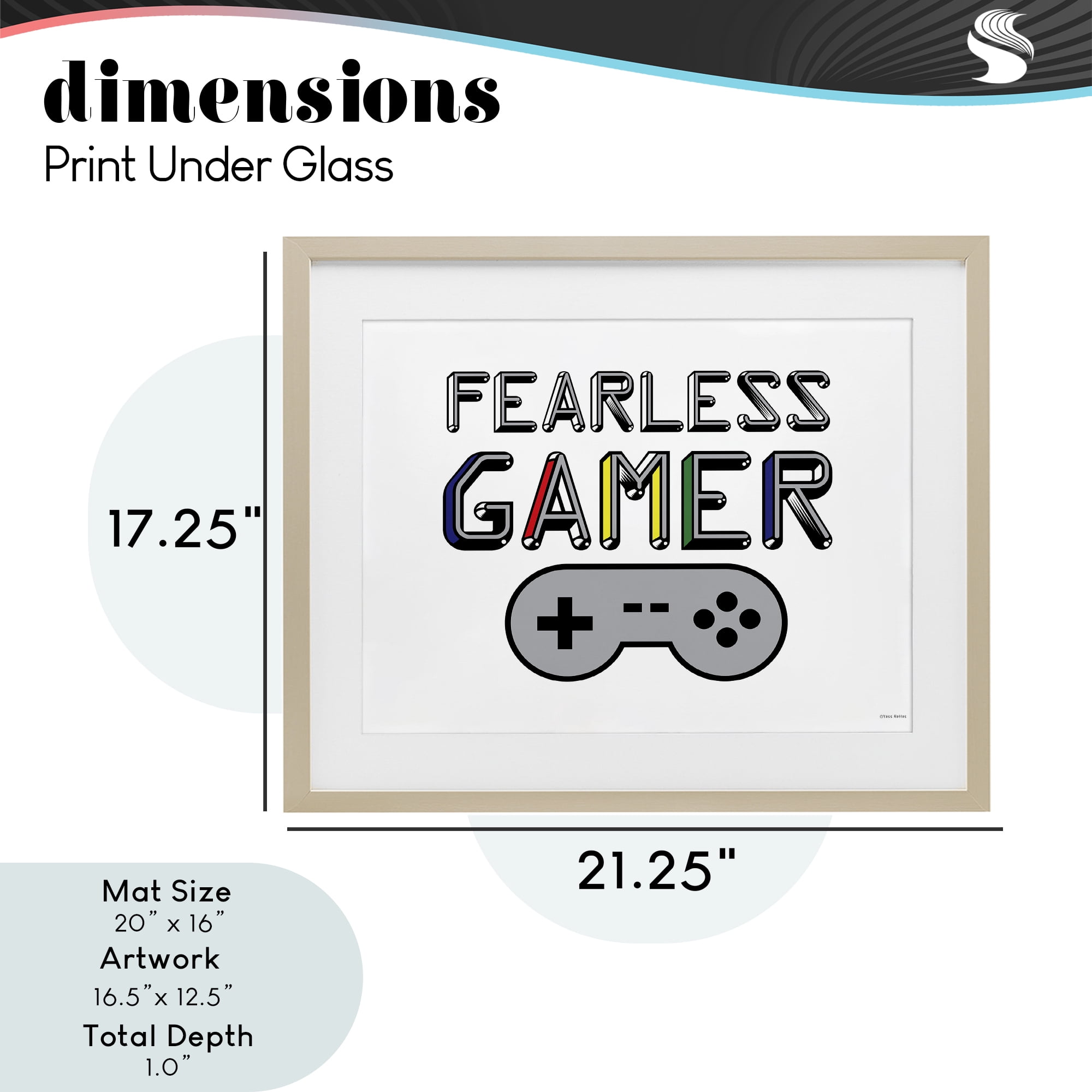 Stupell Industries Fearless Gamer Retro Birch Framed Print Under Glass, design by Yass Naffas Designs