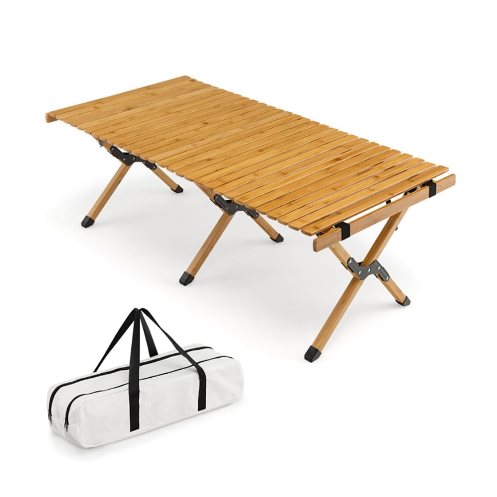 Aimee Lii Portable Picnic Table with Carry Bag for Camping and BBQ, Camp Tables PorTable Foldable, Natural