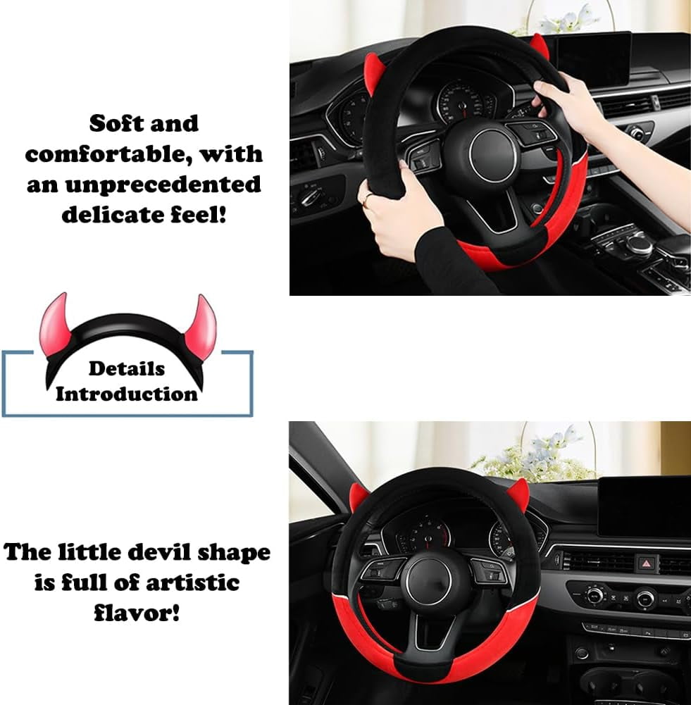 Non-Slip Plush Car Steering Wheel Cover 38 CM Steering Wheel Covers Protector Car Interior Accessories for Women, Purple