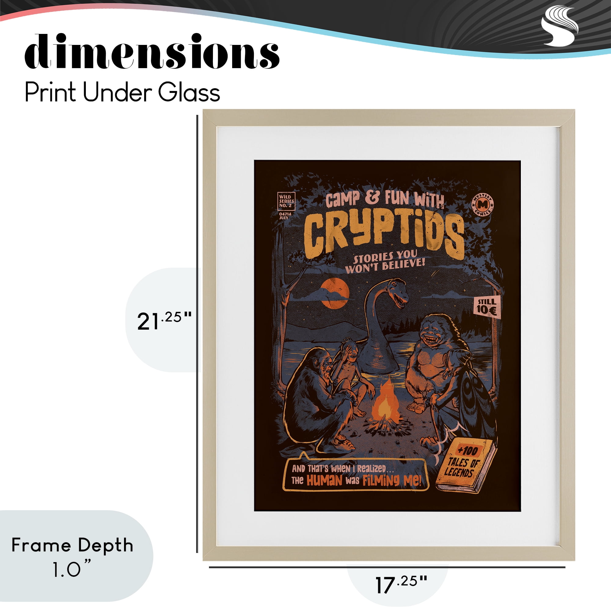 Stupell Industries Cryptid Camp Humor Birch Framed Print Under Glass, design by EduEly Designs