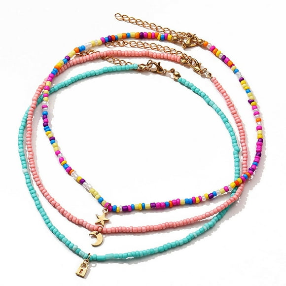 Bangcool Bead Necklace Cute Adjustable 3PCS Elegant Pendant Necklace Bohemian Necklace