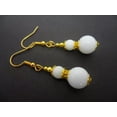 thumbnail image 3 of K-KED A PAIR OF PRETTY 8-10 MM MULTICOLOR JADE GEMSTONE BEAD DANGLY EARRINGS. NEW.-Blue Jade, 3 of 8