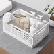thumbnail image 5 of Caja de almacenamiento plegable, cesta para uso general, contenedor de cosméticos, soporte de escritorio, caja de almacenamiento para escritorio escolar para uso doméstico, color blanco, 5 of 7
