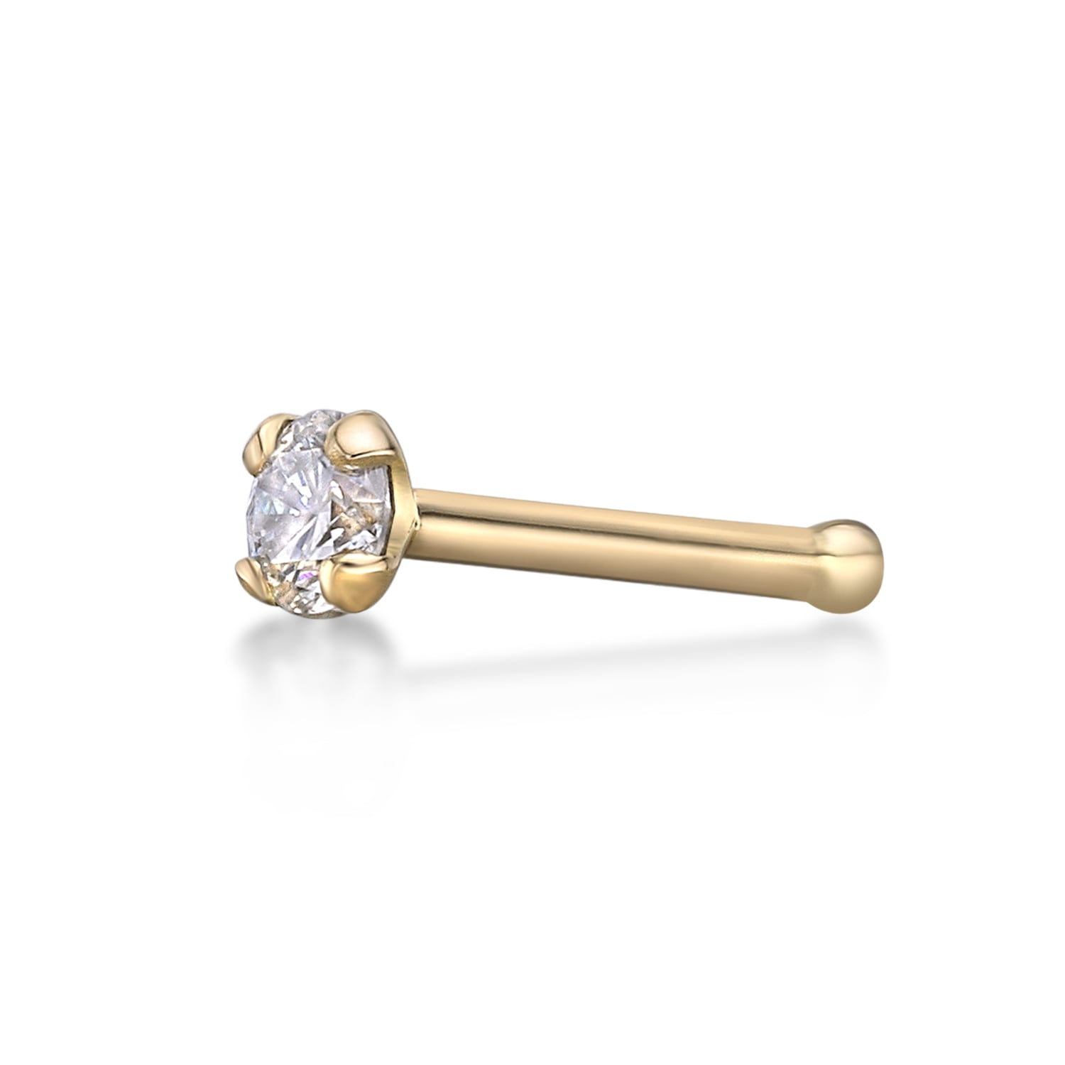Details about   Genuine 14k Yellow Gold 0.03 Diamond Nose Screw Stud Pin 24 g 2.50 mm 