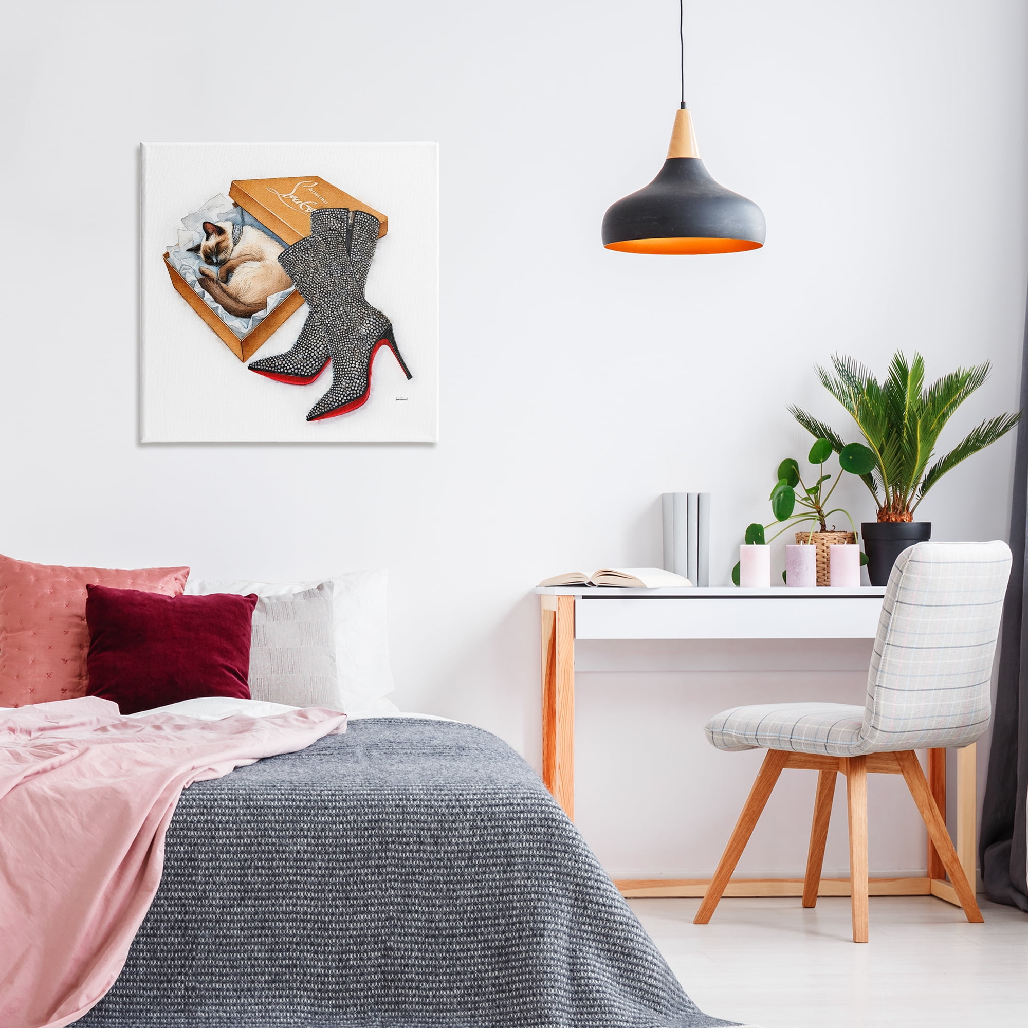 Stupell Industries Stylish Shoebox Cat Animals Painting Wrapped Canvas Art Print Wall Art, 30 x 30