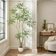 thumbnail image 3 of Artificial Plants Indoor,7 ft Tall Faux Floor Plant in Pot, Nandina Artificial Tree with White Planter for Home Decor Office Living Room, 3 of 9