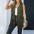 thumbnail image 2 of TAIAOJING Womens Tassel Sleeveless Vest 70s Hippie Faux Suede Fringe Jacket Cardigan Coats Costume, 2 of 6