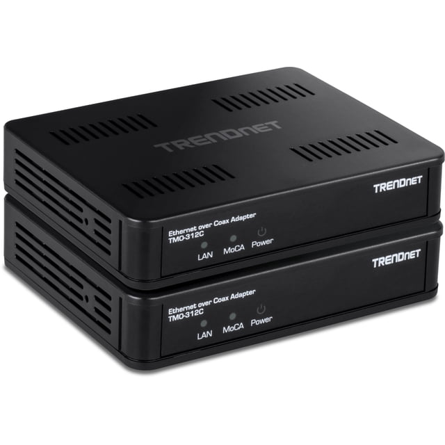 Adaptador Ethernet MoCA 2.5 sobre cable coaxial TRENDnet TMO-312C2K, paquete de 2