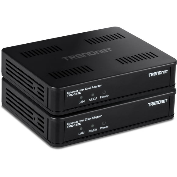 Adaptador Ethernet MoCA 2.5 sobre cable coaxial TRENDnet TMO-312C2K, paquete de 2