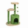 thumbnail image 4 of 33in Cat Tree, Multi-level Cat Tower with Cat Scratching Post with Curved Perch, Cozy Cat Condo, Padded Top Bed for Kittens and Indoor Cats, Beige & Green, 4 of 9