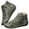 thumbnail image 2 of Women's Low-heeled Ankle Boots-Retro Zipper Dress Boots for Women Casual Lace-Up Non Slip Leather Shoes for Women Winter Womens Boots Clearance, 2 of 5