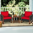 thumbnail image 4 of Gymax 3PCS Rattan Wicker Patio Conversation Set Outdoor Furniture Set w/ Red Cushion, 4 of 10