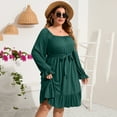 thumbnail image 2 of Women's Casual Plus Size Dress Short Sleeve High Waist Ruffle Summer Midi Dress With Belt, 2 of 5