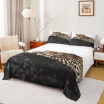 jejeloiu Wild Cheetah Full Size Sheets,Woodland Animal Bed Sheets,Black Brown Sheet Sets For Adults,Ultra Soft Home Decor,4-Piece