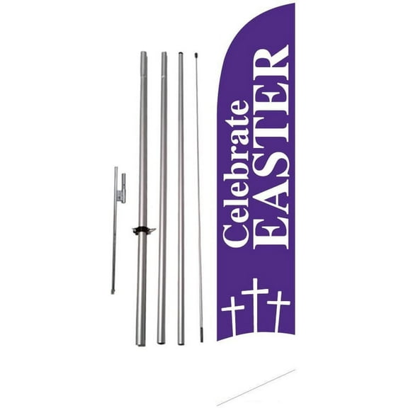 Celebrate Easter Church Feather Banner Swooper Flag Kit w/Spike