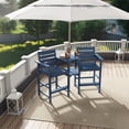 thumbnail image 6 of FOOWIN HDPE Plastic Tall Adirondack Chair Set of 2 W/ Outdoor Barstools and Connecting Tray, Blue, 6 of 9